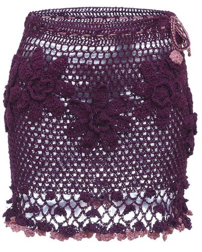 Andreeva Violet Handmade Crochet Mini Skirt - Purple