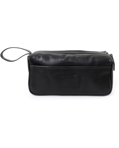 THE DUST COMPANY Leather Dopp Kit In Cuoio Black