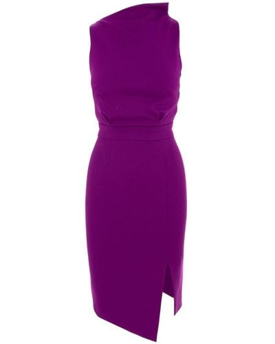 AVENUE No.29 Bodycon Midi Dress With Leg Slit - Purple