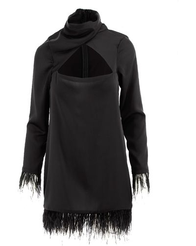 Framboise Fergie Silk Short Dress - Black