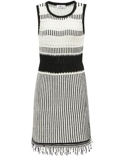Peraluna Kiyo Sleeveless Above-knee Tasseled Open Work Summer Knit Dress - Gray