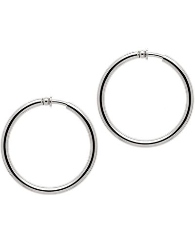 Emma Holland Jewellery Platinum Large Hoop Clip On Earrings - Metallic
