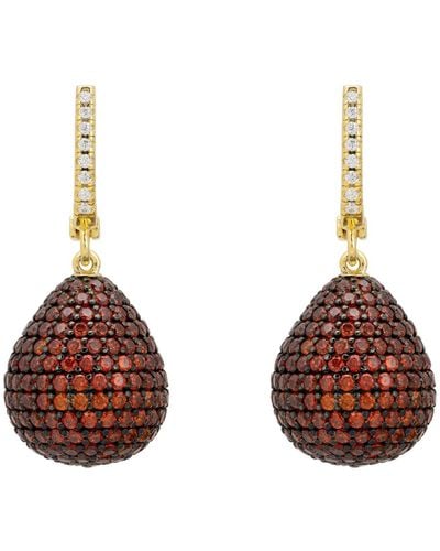 LÁTELITA London Valerie Pear Drop Gemstone Earrings Gold Burnt Orange Cz - Brown