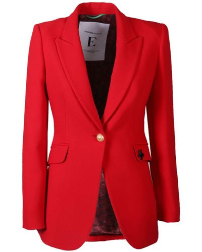The Extreme Collection Single Breasted Premium Crepe Blazer Paris - Red
