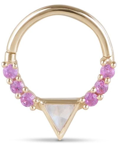 Zohreh V. Jewellery Moonstone & Pink Sapphire Daith Hoop 9k Gold - Metallic