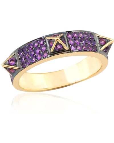 Artisan 18k Spike Ring With Pave Amethyst - Blue