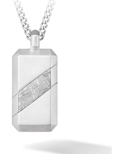 AWNL Dog Tag Meteorite Stainless Chain Necklace - White