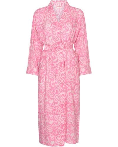 NoLoGo-chic Hand Block Printed Kimono Robe - Pink