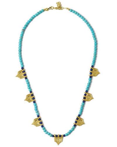 Ottoman Hands Riva Turquoise & Lapis Beaded Necklace - Blue