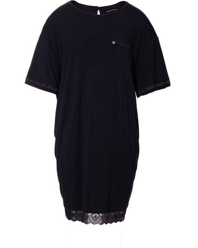 Pretty You London Bamboo Lace Tee Dress In Raven - Black