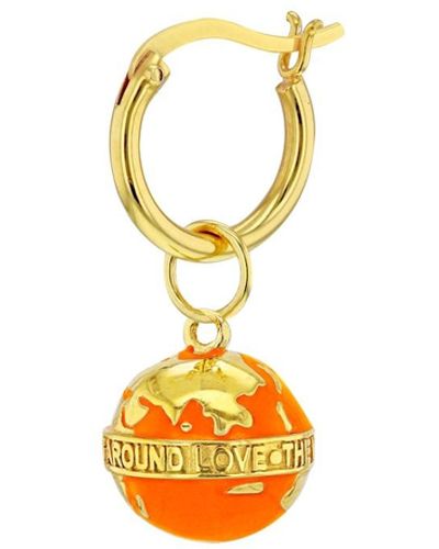 True Rocks Orange & 18kt Gold-plated Mini Globe Charm On Gold Hoop - Metallic