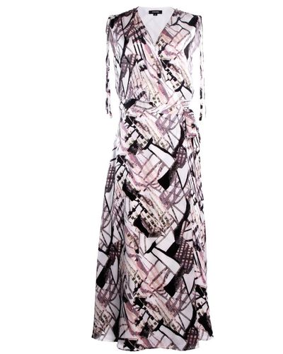 Smart and Joy Geometrical Print Midi Wrap Dress - Multicolor