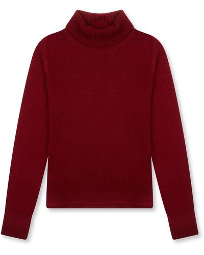 Burrows and Hare Roll Neck Sweater - Red