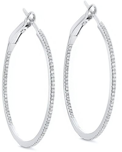 Cosanuova In/out Diamond Hoops In 18k Gold Diameter 1.5inch - White
