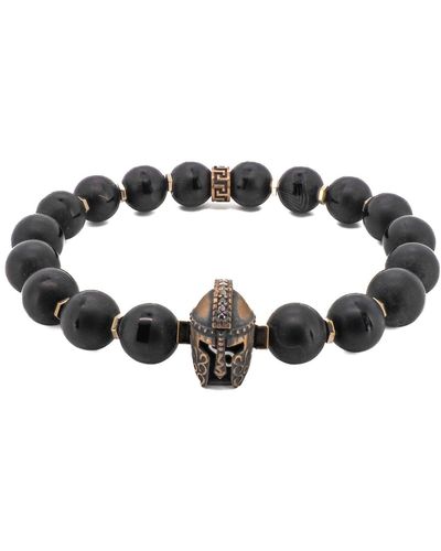 Ebru Jewelry Black Onyx Stone Gladiator Charm Beaded Bracelet