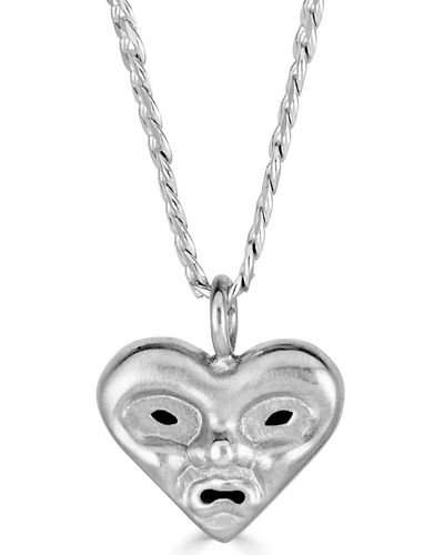PUCKR Silver Heartface Necklace - Metallic