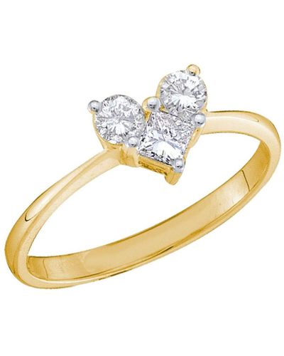 Cosanuova Princess Diamond Heart Ring In 14kt Yellow Gold - Metallic