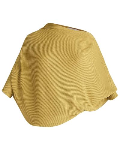 Paisie Ribbed Draped Knitted Top In Olive - Yellow