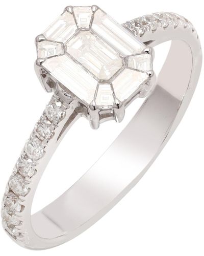 Artisan 18k Gold & Natural Pie Cut Diamond In Unique Cocktail Ring - White
