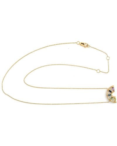 Artisan 18k Gold Baguette Sprinkles And Rainbows Gemstone & Pave Diamond Chain Necklace - White