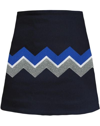 My Pair Of Jeans Chevron Embroidered Miniskirt - Blue