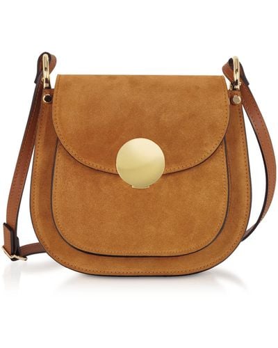 Le Parmentier Agave Suede & Smooth Leather Shoulder Bag - Brown