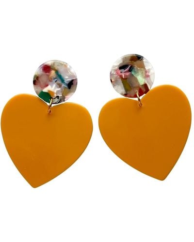 CLOSET REHAB Xl Heart Earrings In Miss-behaving - Orange