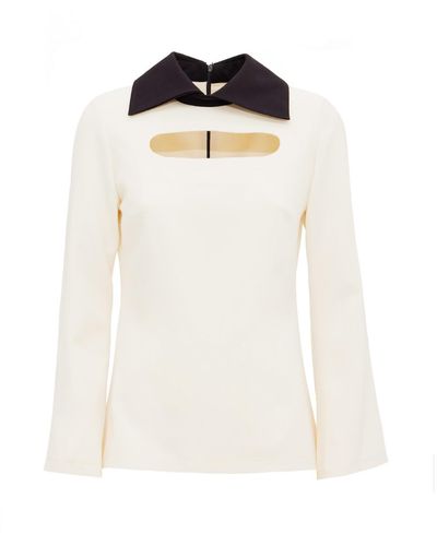 Julia Allert Fitted Ecru Blouse With Cutouts - White