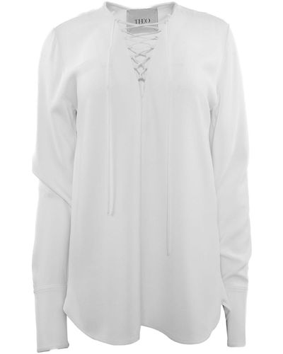 Theo the Label Eudora Lace-up Blouse - White