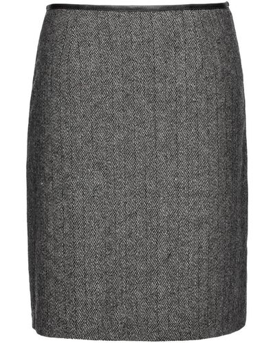 Smart and Joy Marled Wool Formal Mini Skirt - Gray