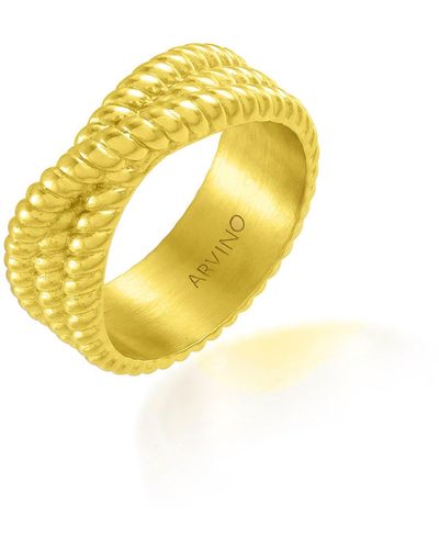 Arvino Twisted Rope Ring Water Resistance Premium Plating - Yellow