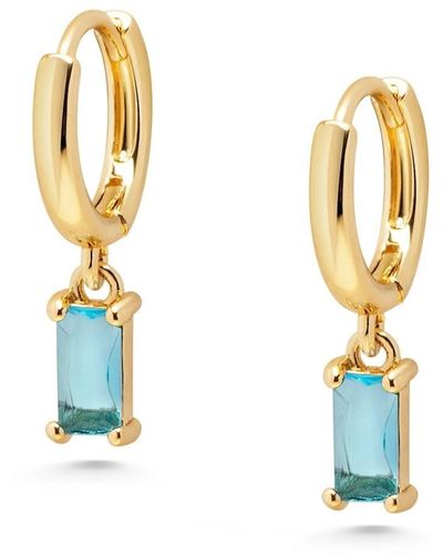 Nialaya huggie Earrings With Blue Charm - Metallic