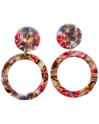 CLOSET REHAB Open Circle Drop Earrings In Oil Spill - Red