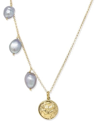 Vintouch Italy The Lion -plated Pearl Necklace - Metallic