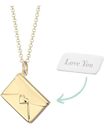 Lily Charmed Plated Envelope Necklace With Engraved Insert - Metallic