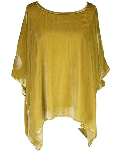 Jennafer Grace Chartreuse Silk Velvet Scarf Top - Yellow