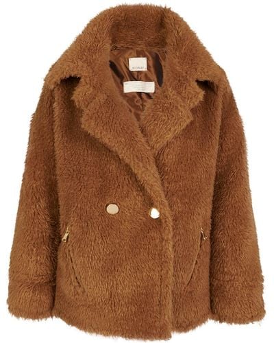 N'Onat Army Teddy Short Coat In - Brown