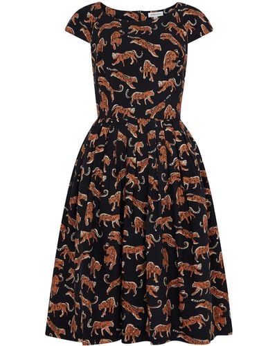 Emily and Fin Claudia Leaping Leopards Dress - Black
