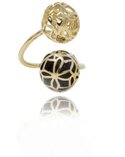 Georgina Jewelry Gold Signature Onyx Sphere Resin Ring - Metallic