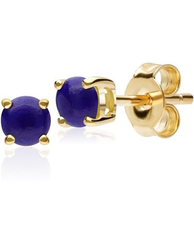 Gemondo Classic Lapis Lazuli Stud Earrings In 9ct Gold - Blue