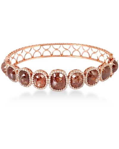 Artisan Natural Ice Diamond Bangle 18k Rose Gold Jewellery - Pink