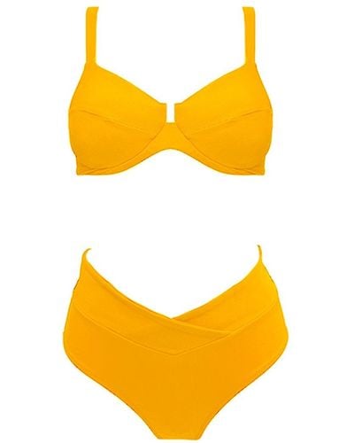 Aulala Paris Miss Bright Crossing High Waist Bikini Set - Yellow