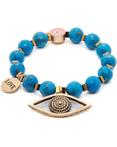 Ebru Jewelry Turquoise Evil Eye Love Bracelet - Blue