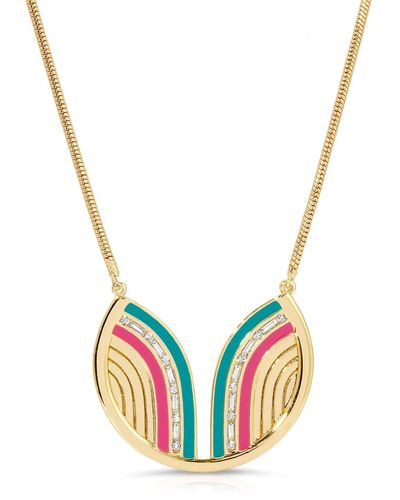 Glamrocks Jewelry South Beach Necklace- Teal/fuchsia - Multicolor