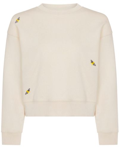 INGMARSON Bee Embroidered Cropped Sweatshirt Ecru Women - White