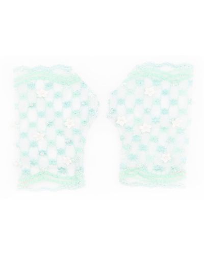 ADIBA Pastel Floral Lace Handmade Gloves - White