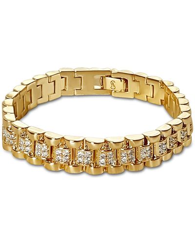 Anisa Sojka Cubic Zirconia Chunky Watch Band Bracelet - Metallic