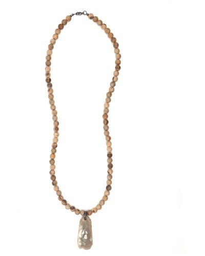 Shar Oke Neutrals Horn, Sandalwood & Polki Diamond Pendant Necklace - Metallic