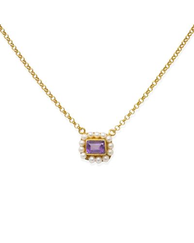 Vintouch Italy Luccichio Amethyst And Pearl Necklace - Metallic