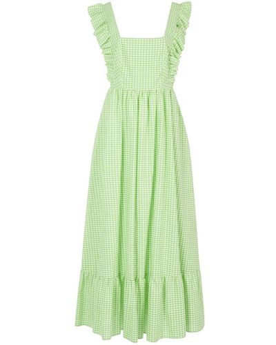 Lavaand The Rosa Tie Back Maxi Dress In Gingham - Green